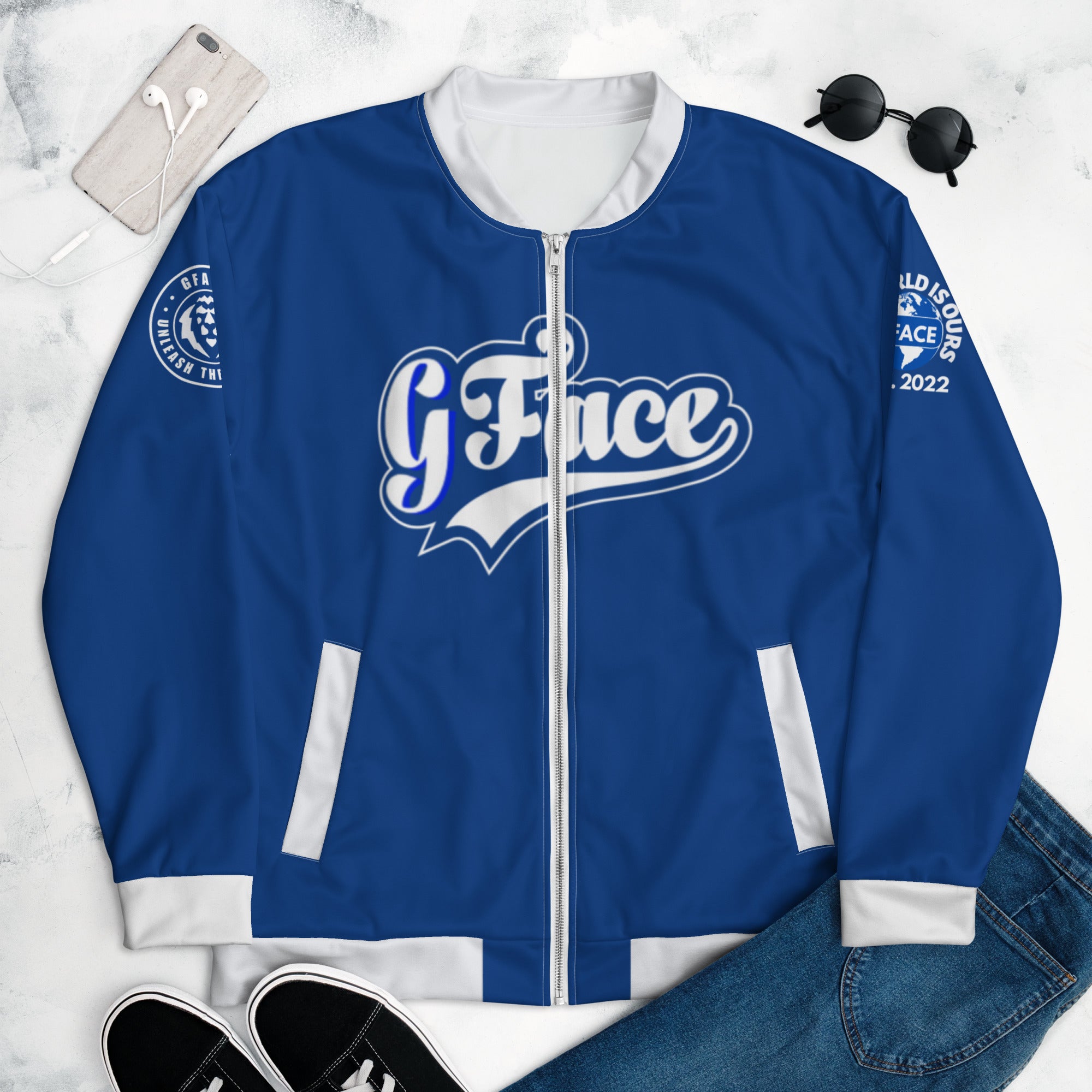 Unisex Blue Gface Vip Bomber Jacket