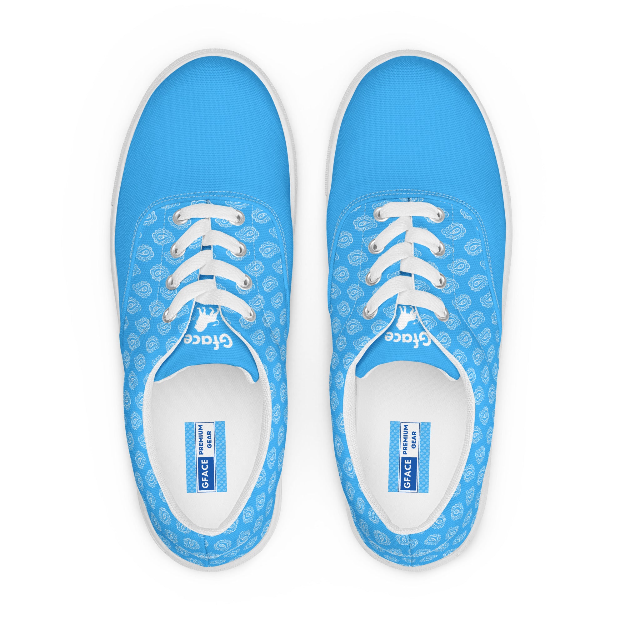 Gface Women Blue Bandana lace-up canvas shoes